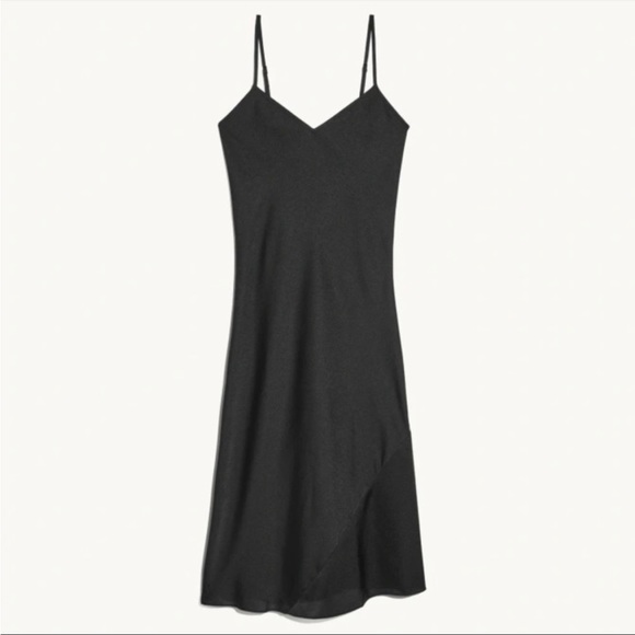 Knix Black Satin Slip Dress Midi Sleeveless V Neck - Picture 1 of 9